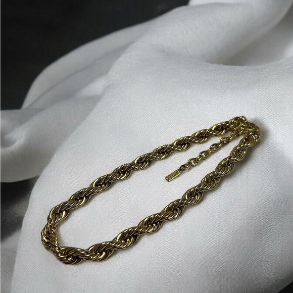 Super Chunky Gold Tone Twisted Rope Chain Sugarfix by Baublebar 15-1/4” + 3” - Picture 3 of 8